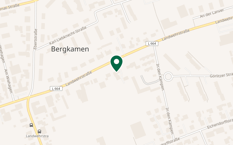 Kartenausschnitt mit dem Standort von Gartengestaltung Reininghaus in der Landwehrstraße 36, 59192 Bergkamen